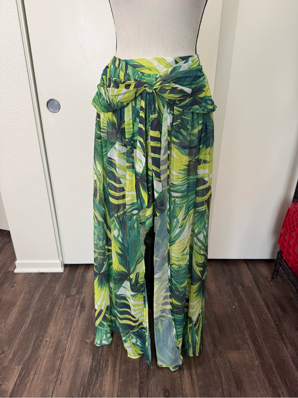 L'ATISTE Green Tropical Sheer Sarong Skirt